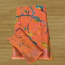 S4S Linen Orange Bird Digital Print Cotton Saree